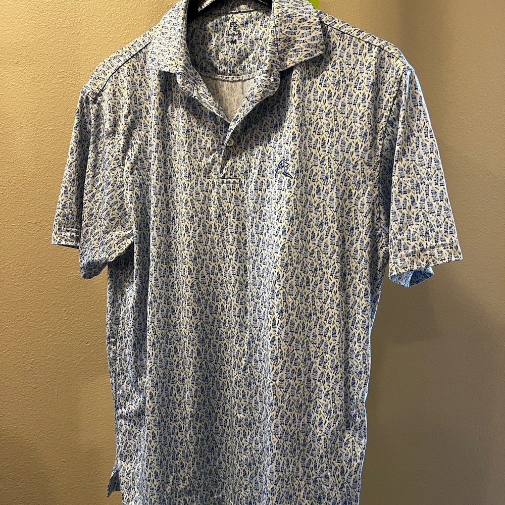 Rhoback Blue Polo Shirt with Modern Pattern